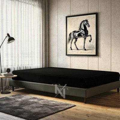 Рамен чаршаф за кревет Букефал - премиум црн памук 220цм x 240цм (дупла)