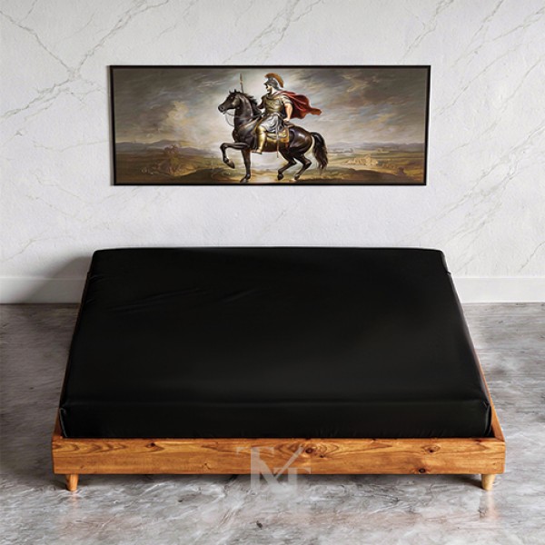 Рамен чаршаф за кревет Букефал - премиум црн памук 160цм x 240цм (единечна)