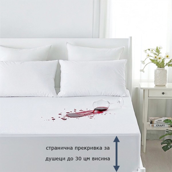 Водоотпорен чаршаф за душек со ластик - памук, фротир 90cm х 200cm+30cm
